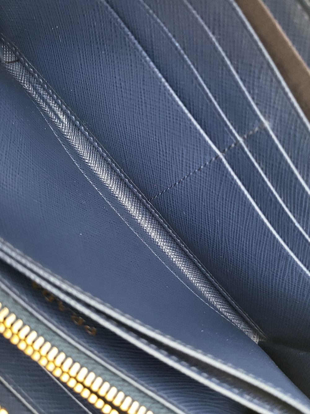 PRADA Blue Saffiano Leather Large Organizer Zip Wallet. Authentic. - Picture 12 of 16